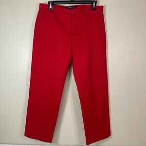 POLO RALPH LAUREN SPORT Women's Red Straight Ankle Pants Size 8 Preppy Stretch